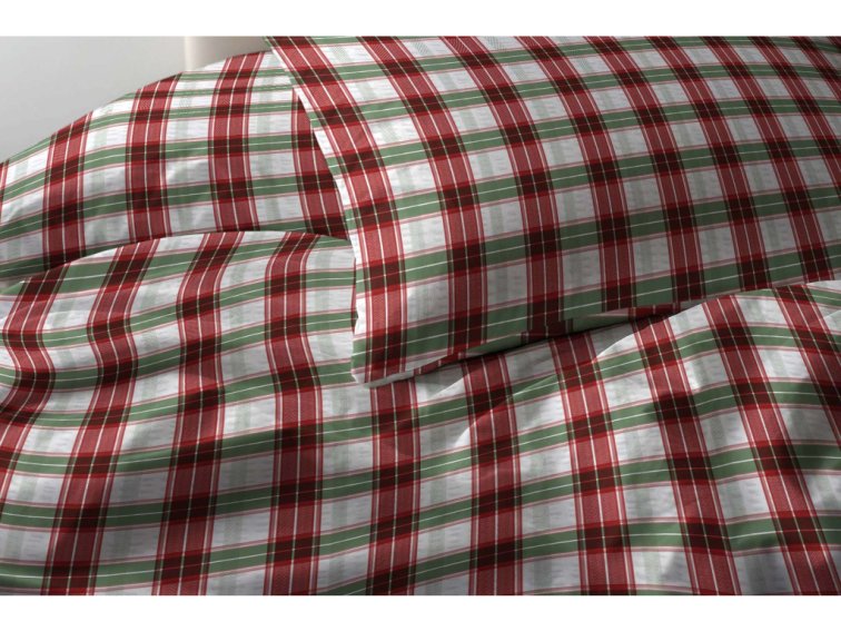 Krepové povlečení Kostka - červenozelené