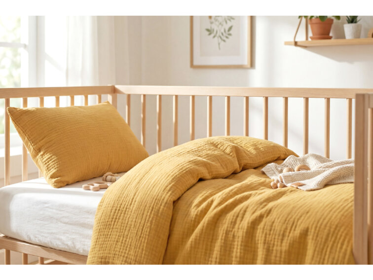 Celoroční mušelínové povlečení do postýlky Honey - GOTS