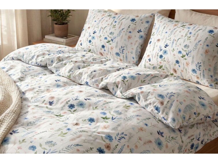 Bavlněné povlečení Boho zahrada - modré