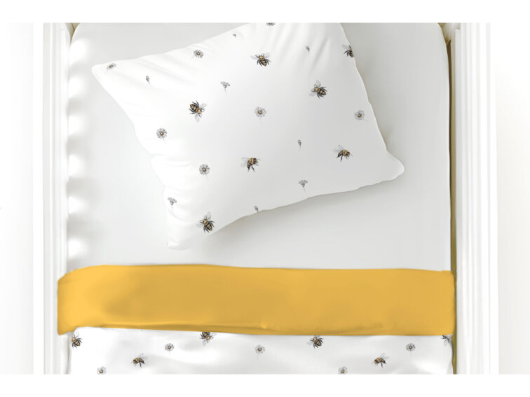 Bavlněné povlečení do postýlky Včelky - duo - medově žluté
