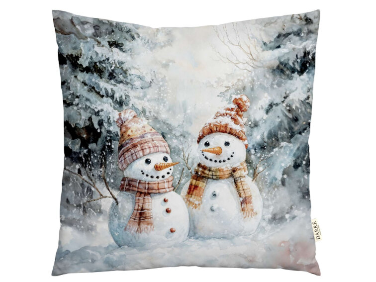 Dekorační povlak na polštářek Vánoční sněhuláci 2