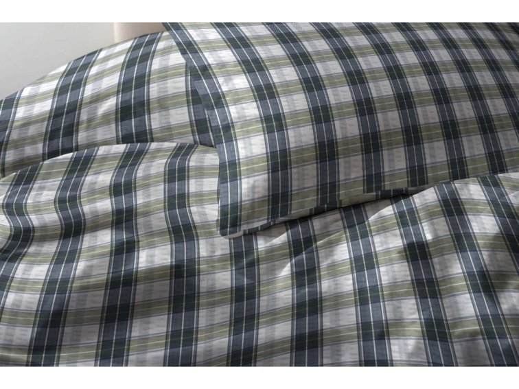 Krepové povlečení Kostka - modrozelené