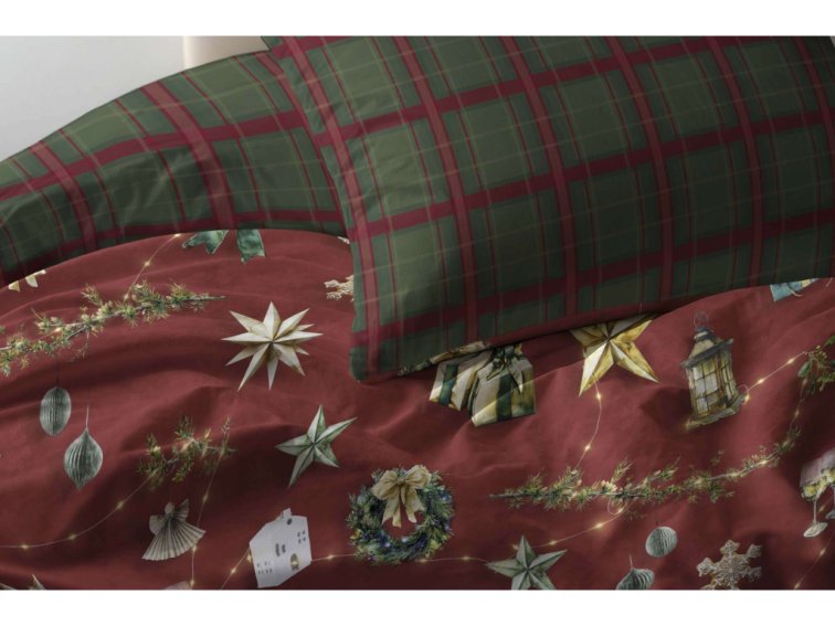 Bavlněné povlečení Kouzlo Vánoc - jasně červené - duo