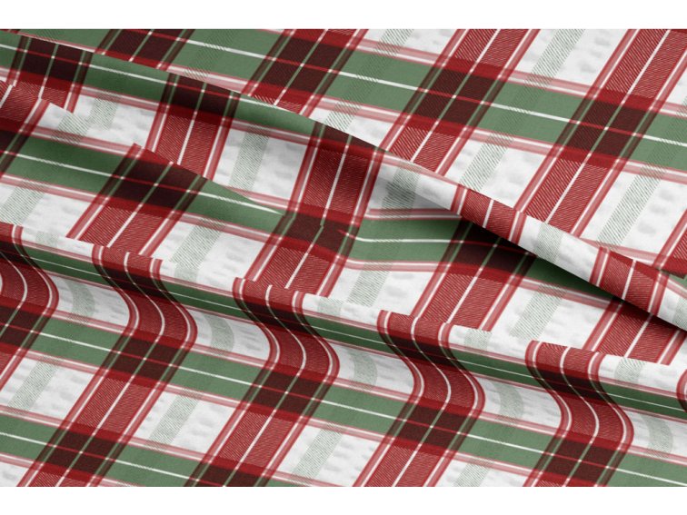 Krepové povlečení Kostka - červenozelené