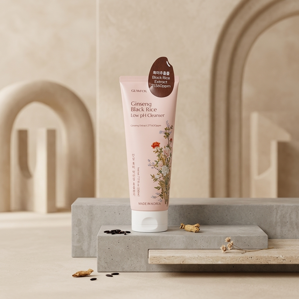 GLAMFOX - Ginseng Black Rice Low pH Cleanser - Ženšenový cleanser s nízkým pH a s extrakty z černé rýže - 230 ml