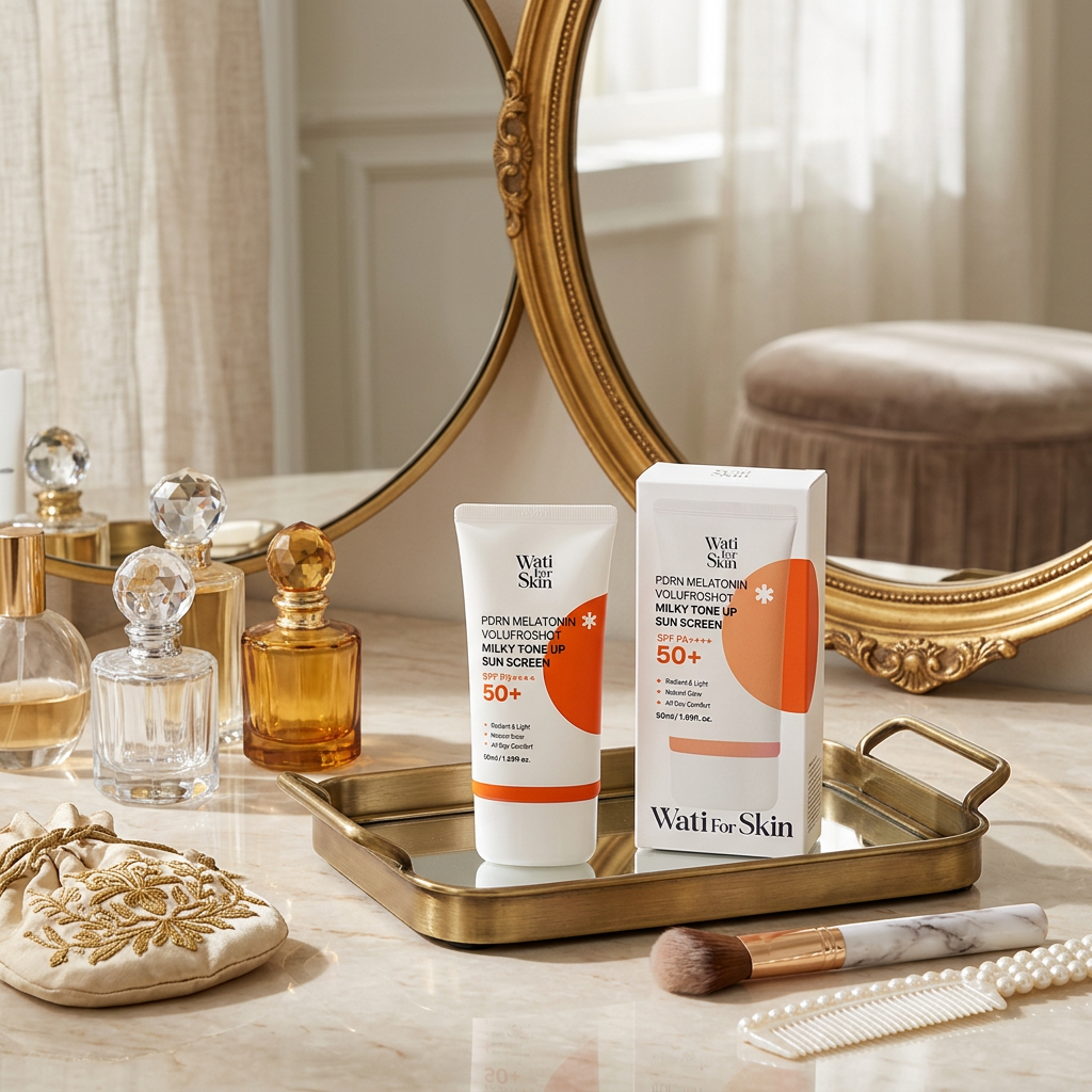 WATI FOR SKIN - PDRN Melatonin Volufroshot Milky Tone-Up Sun Cream SPF50+ - Ochranný tónovací opalovací krém s vysokou ochranou SPF50+ PA++++ - 50 ml
