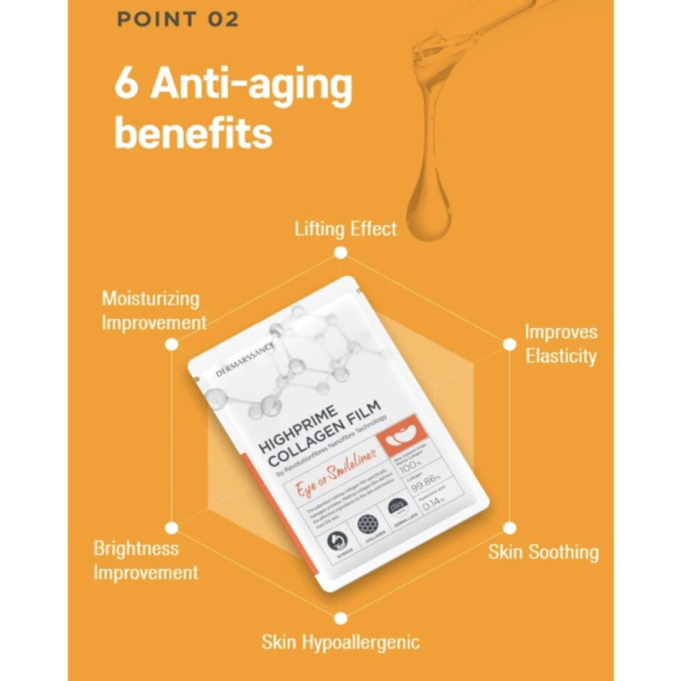 DERMARSSANCE - Highprime Collagen Flimmere or Smilelines - Highprime kolagenová maska proti mimickým vráskám - 5 ks