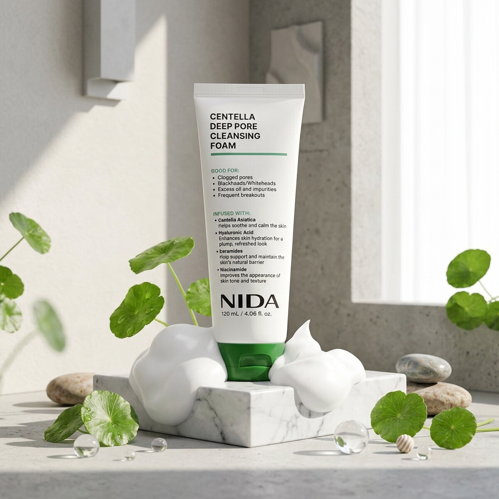 NIDA - Centella Deep Pore Cleansing Foam - Hloubkově čisticí pěna na póry - 120 ml