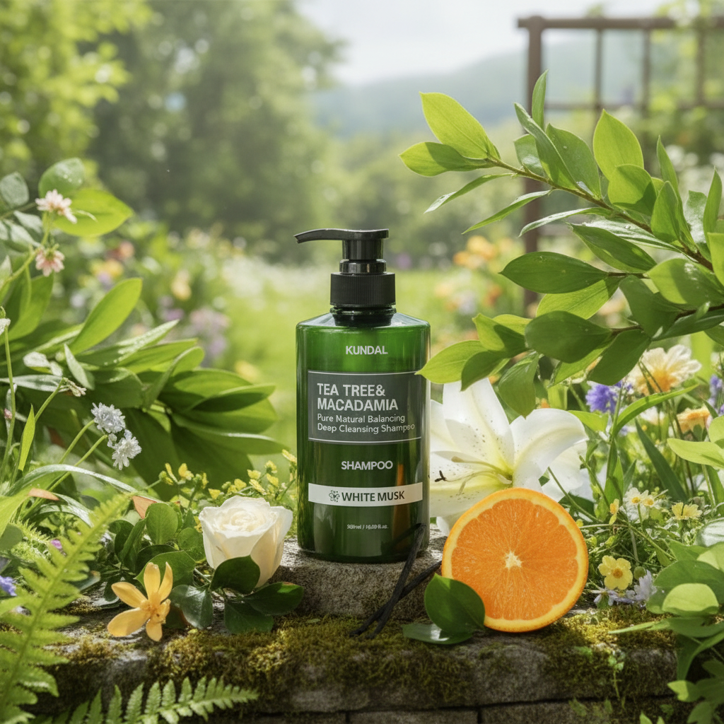 KUNDAL - Tea Tree Macadamia Deep Cleansing Shampoo WHITE MUSK - Šampon pro hluboké čištění s čajovníkem a makadamiovými ořechy - 500 ml