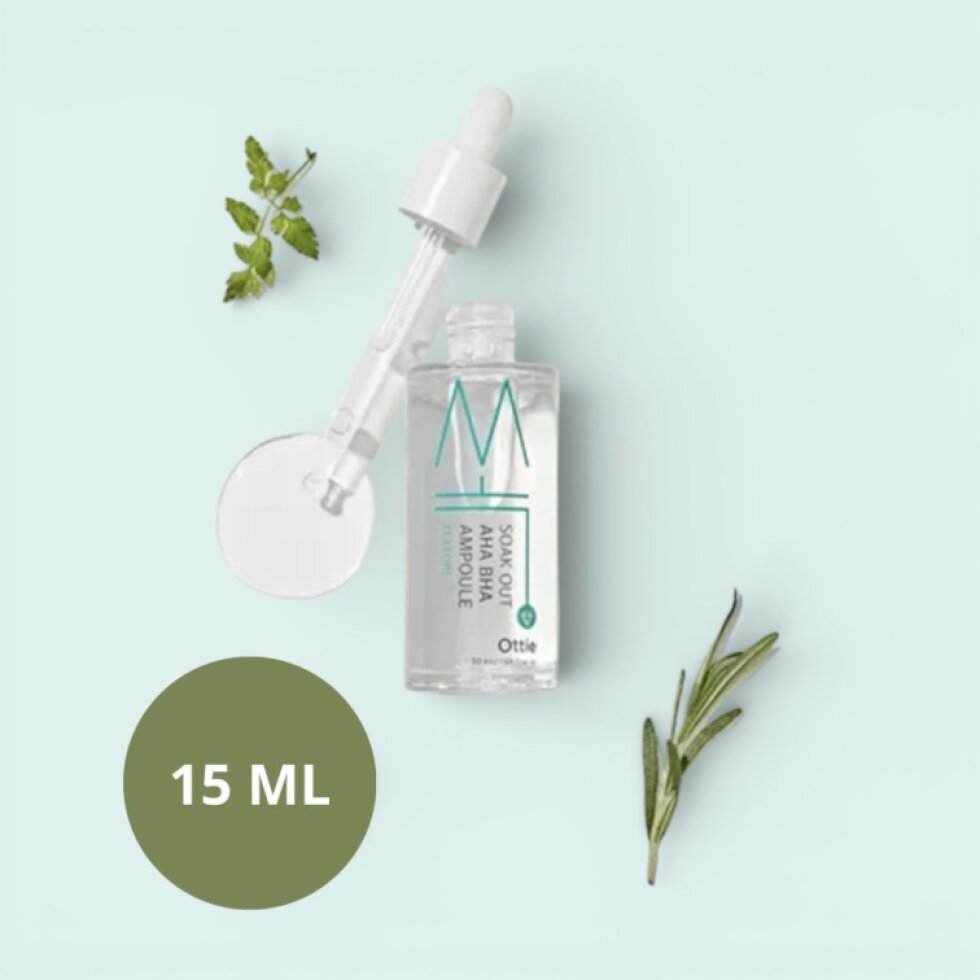 OTTIE - Soak Out AHA BHA Ampoule - Ampule s AHA a BHA pro hloubkové pročištění pleti - 15 ml