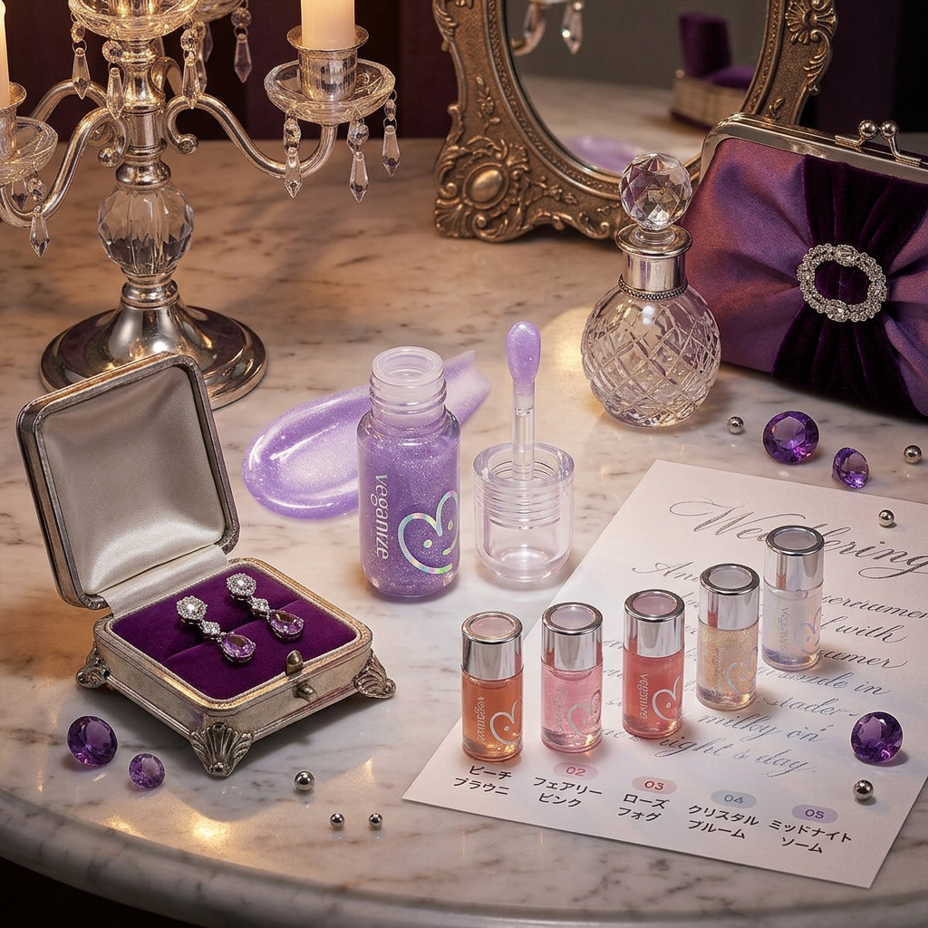 VEGANIZE - 4D Jewelshine Lip Oil Pearl Gloss 06 Midnight Plum - Třpytivý olej na rty s perleťovým leskem - 4 g