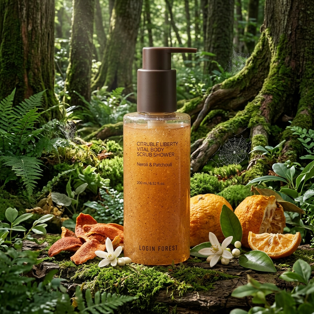 LOGIN FOREST - Citruble Liberty Vital Body Scrub Shower - Rozjasňující tělové sérum v mlze s vůní fíkového dřeva - 205 ml