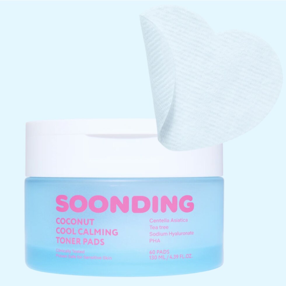 SOONDING - Coconut Cool Calming Toner Pads - Zklidňující chladivé tonerové polštářky s kokosem - 130 ml