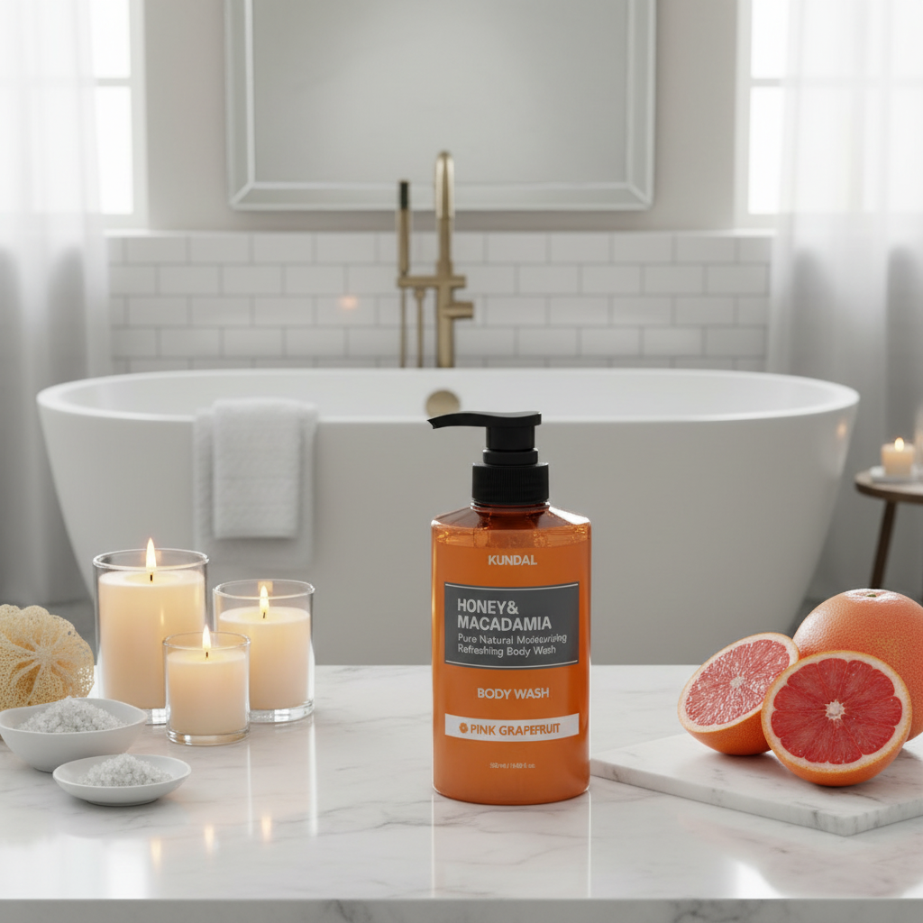 Kundal Honey&Macadamia Body Wash - Jemný sprchový gel s medem s vůní PINK GRAPEFRUIT - 500 ml