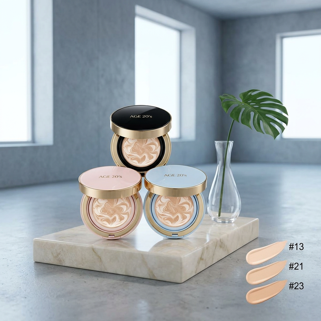 AGE20s - Signature Essence Cover Pact Long Stay Plus Refill - Pečující hybridní make-up s dlouhotrvající schopností plus náhradní náplň navíc - odstín 23 medium beige