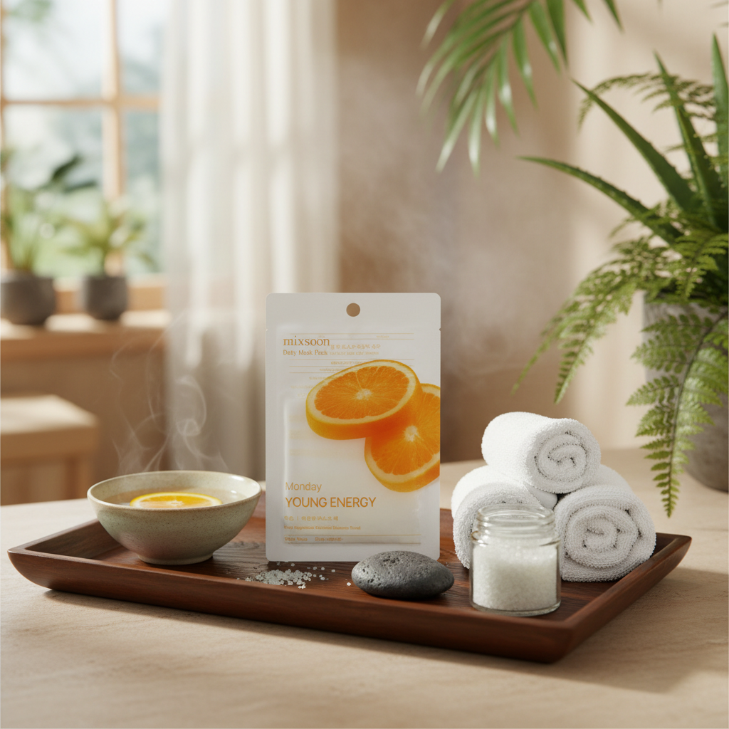 MIXSOON - Daily Mask Pack Monday Young Energy - Plátýnková maska s galactomyces a vitaminem C pro rozjasnění - 20 ml