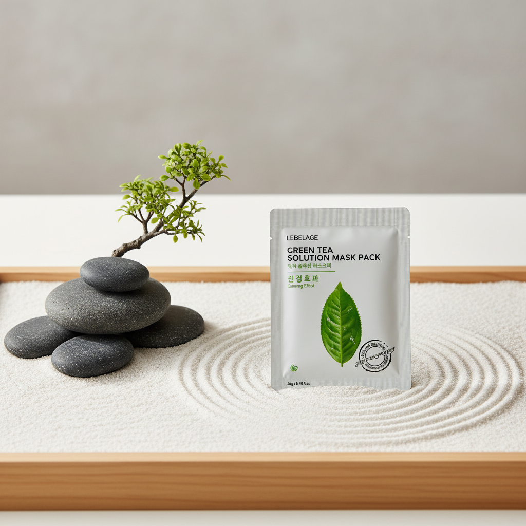 LEBELAGE - Green Tea Solution Mask Pack - Zklidňující plátýnková maska se zeleným čajem - 25 g