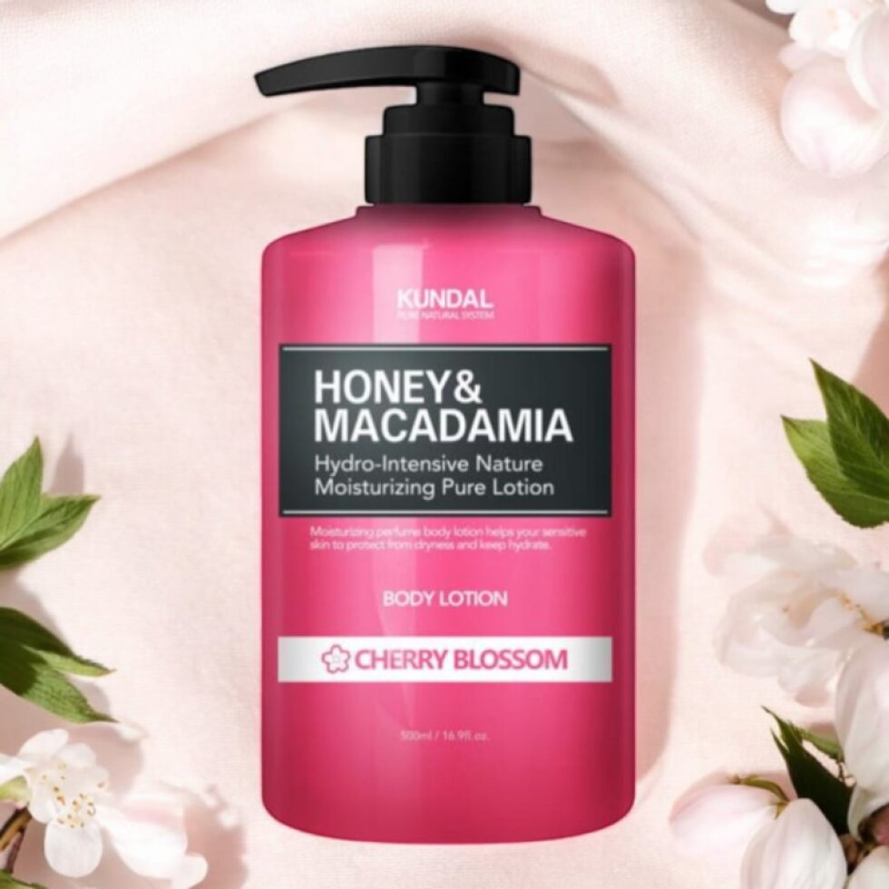 Kundal Honey&Macadamia Body Lotion - Vyživující, hydratační tělové mléko s medem s vůní CHERRY BLOSSOM - 500 ml