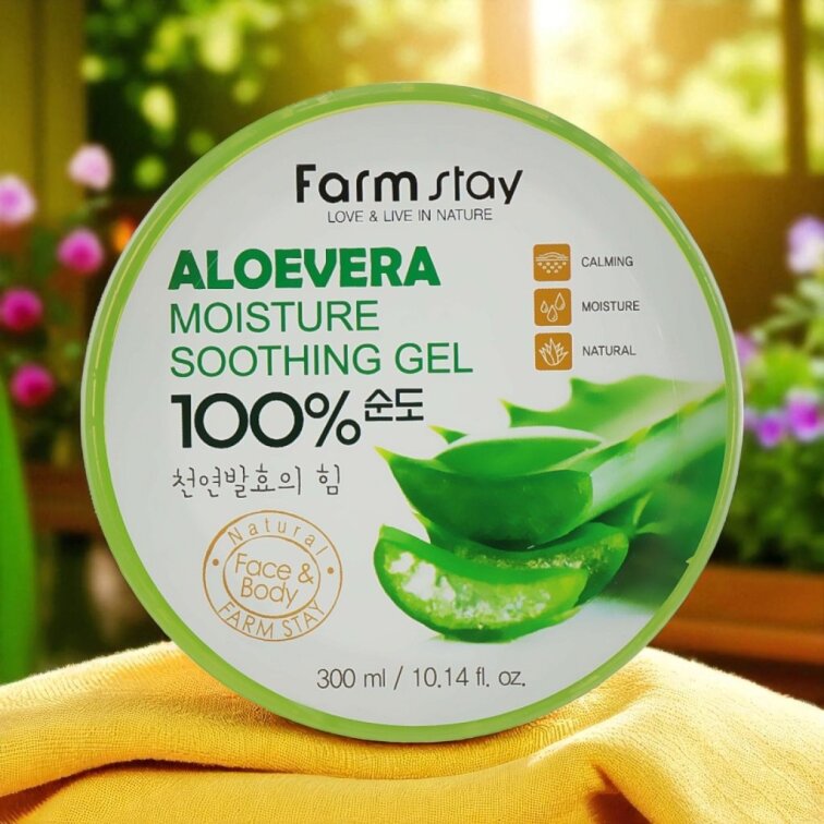 FARM STAY - Aloe Vera Moisture Soothing Gel - Multifunkční gel s extraktem z aloe vera - 300 ml