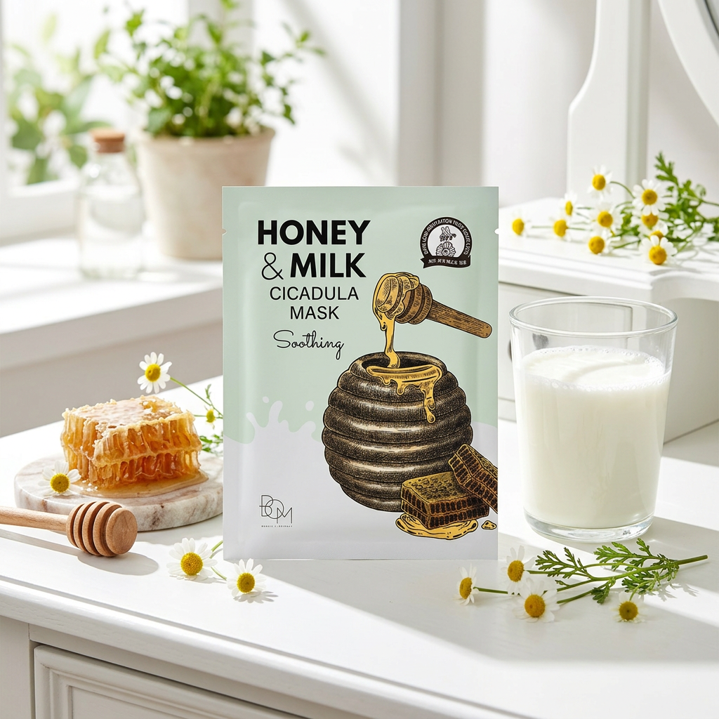 B.O.M. - Honey and Milk Cicadula Mask - Zklidňující plátýnková maska s medem a mlékem - 25 ml