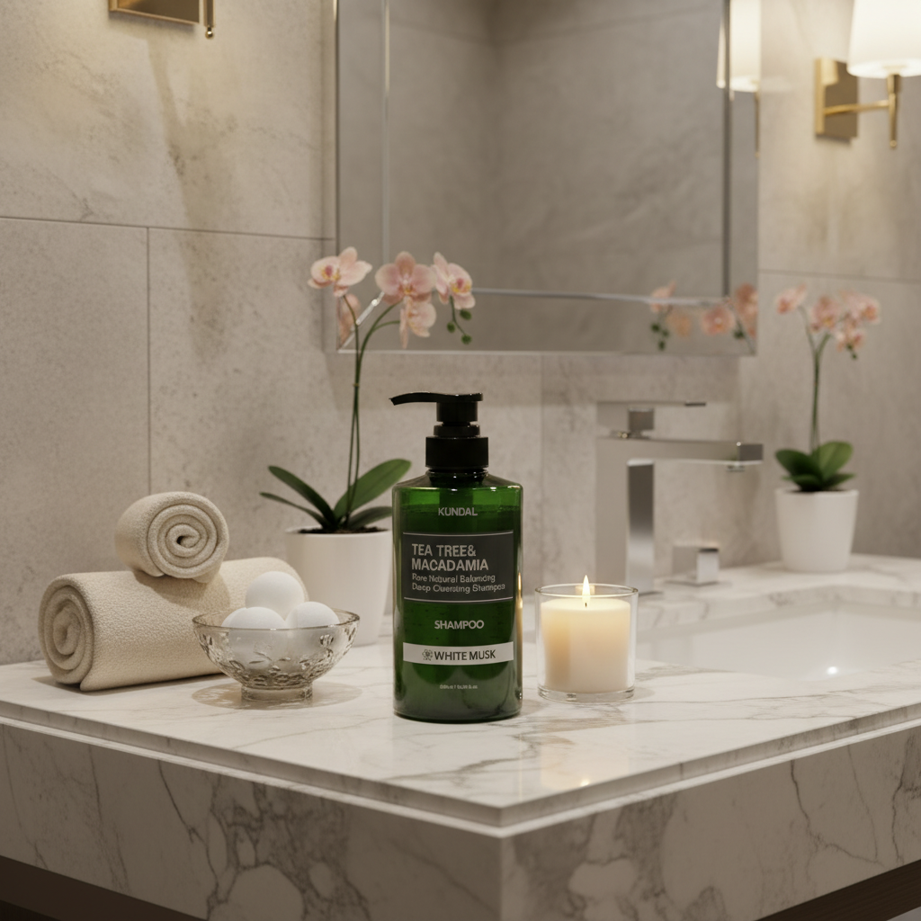 KUNDAL - Tea Tree Macadamia Deep Cleansing Shampoo WHITE MUSK - Šampon pro hluboké čištění s čajovníkem a makadamiovými ořechy - 500 ml