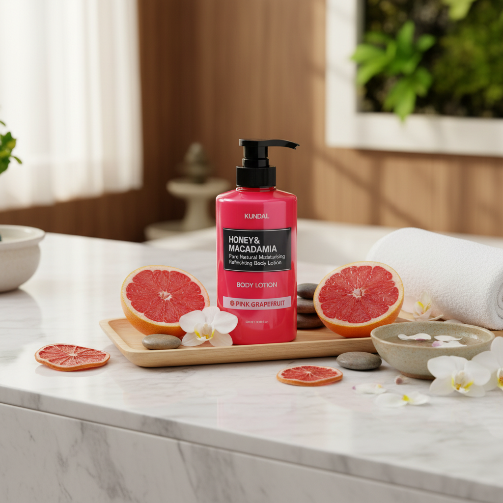 Kundal Honey&Macadamia Body Lotion - Vyživující, hydratační tělové mléko s medem s vůní PINK GRAPEFRUIT - 500 ml