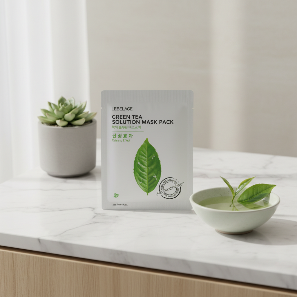 LEBELAGE - Green Tea Solution Mask Pack - Zklidňující plátýnková maska se zeleným čajem - 25 g