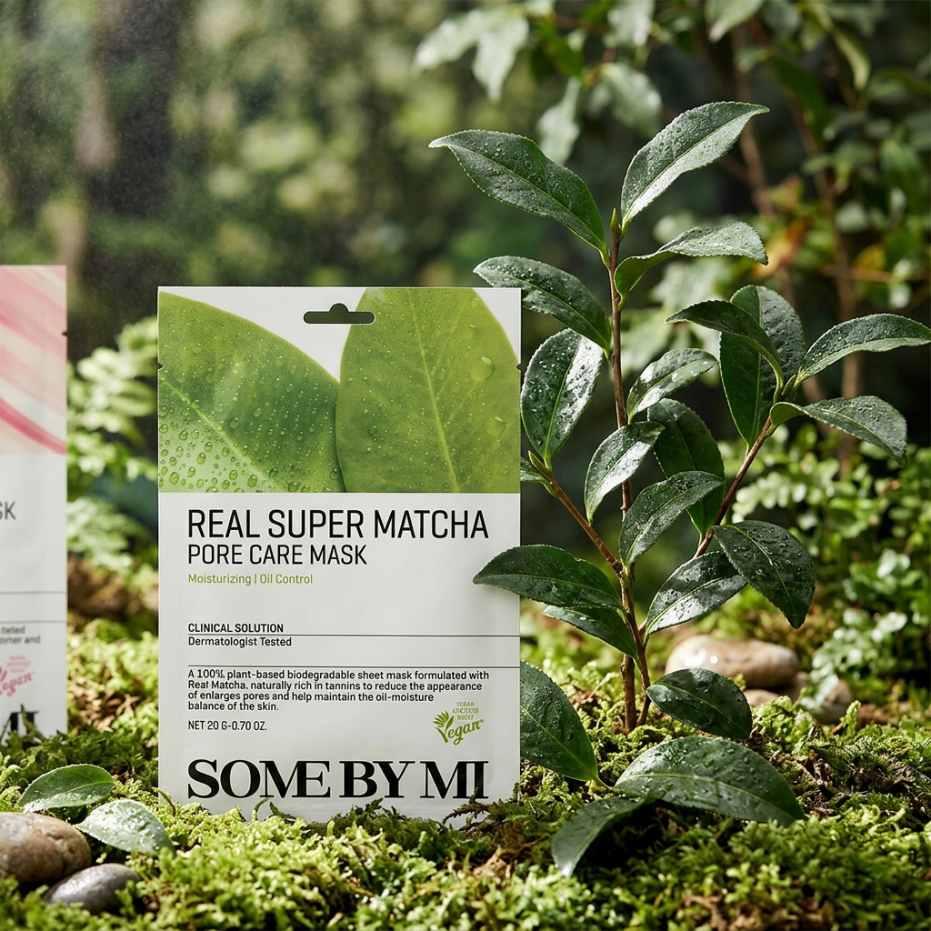 SOME BY MI - Real Super Matcha Pore Care Mask - Čisticí plátýnková maska s Matchou - 20 g