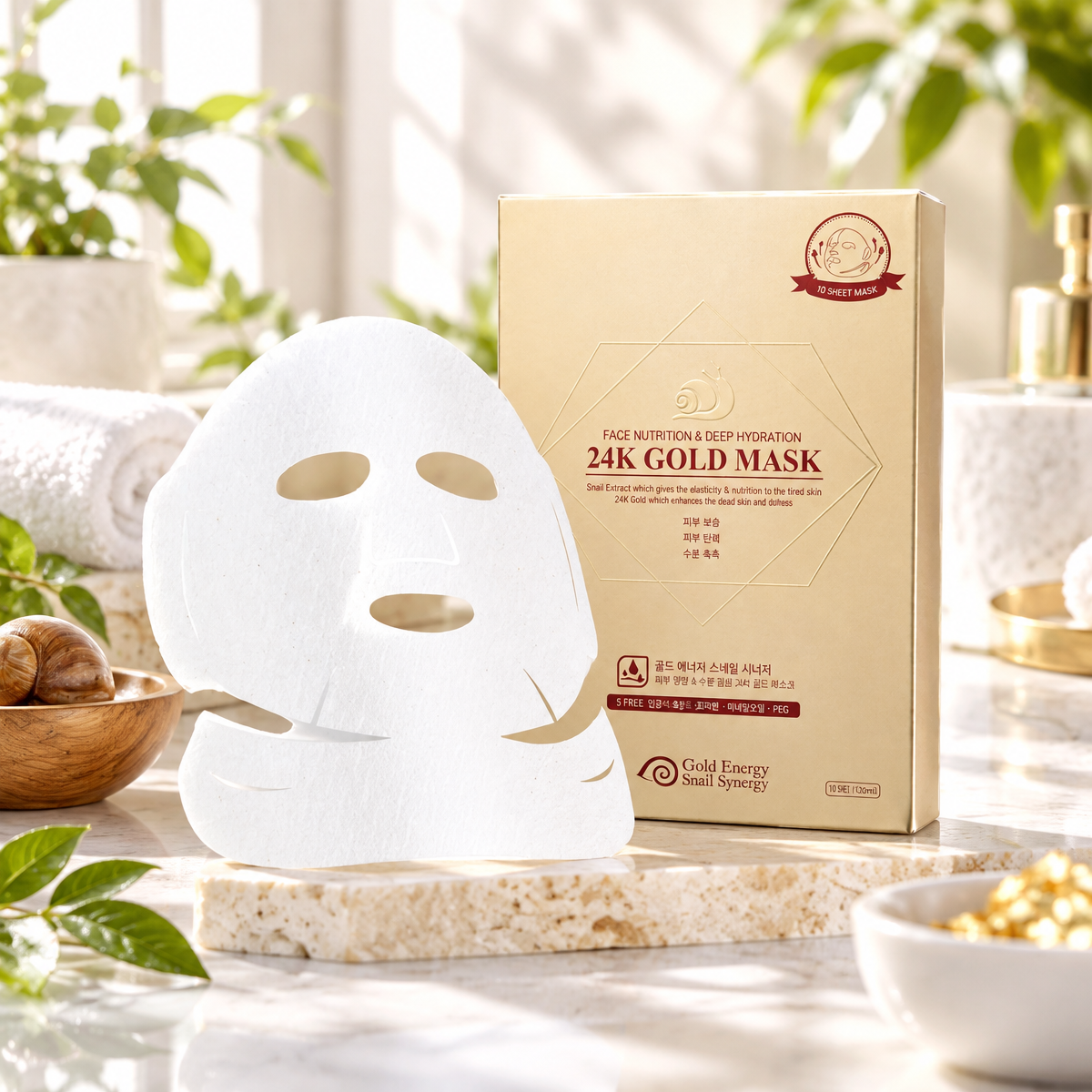 GOLD Energy SNAIL Synergy - 24 K Gold Mask Face Nutrition - Luxusní vyživující plátýnková maska - 33 ml