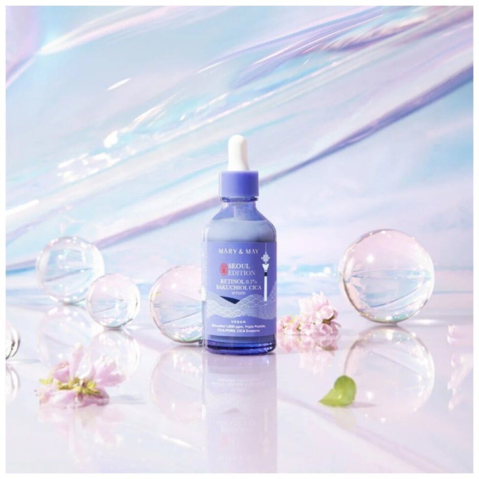 Mary & May - Retinol 0.1% Bakuchiol Cica Serum Seoul Edition - Sérum s retinolem 0,1 %, bakuchiolem a centellou - 80 ml