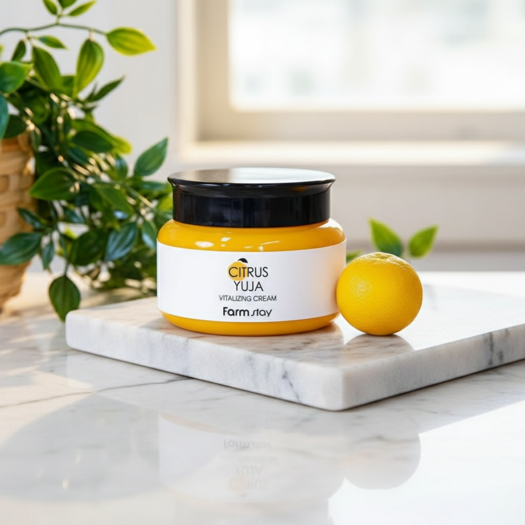 Farm Stay - Citrus Yuja Vitalizing Cream - Hydratační a vyživující krém s mořským kolagenem a vitaminem C - 100 g