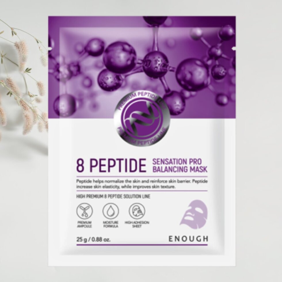 ENOUGH - 8 Peptide Sensation Pro Balancing Mask - Peptidová, plátýnková maska - 25 g