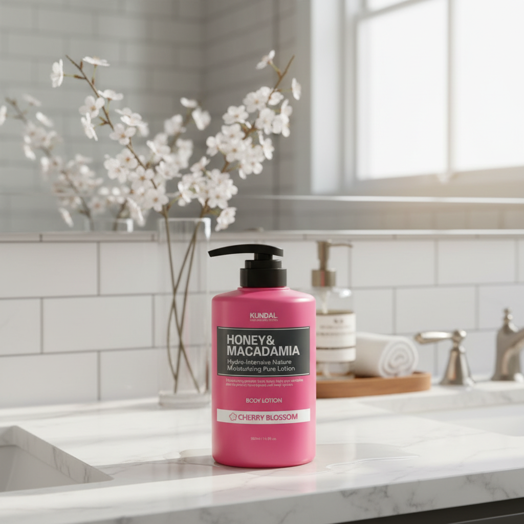 Kundal Honey&Macadamia Body Lotion - Vyživující, hydratační tělové mléko s medem s vůní CHERRY BLOSSOM - 500 ml