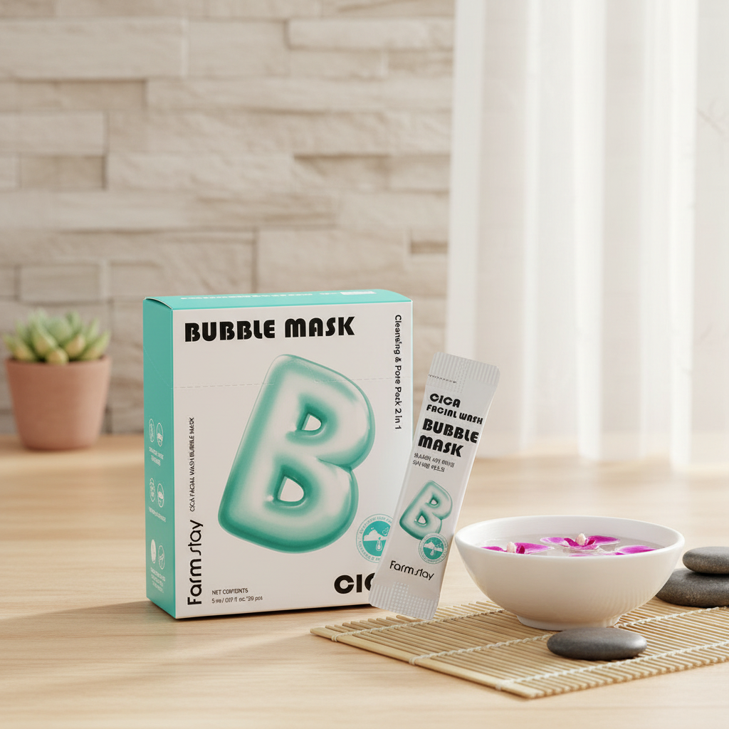 FARM STAY - Cica Facial Wash Bubble Mask - Bublinková maska s centellou - 20 x 5ml