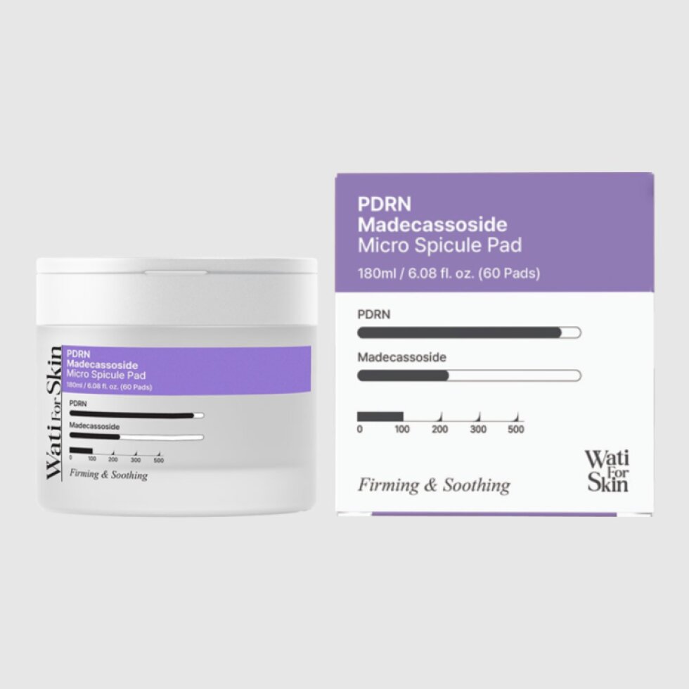 WATI FOR SKIN - PDRN Madecassoside Micro Spicule Pad - Regenerační a zklidňující tonerové polštářky - 60 ks