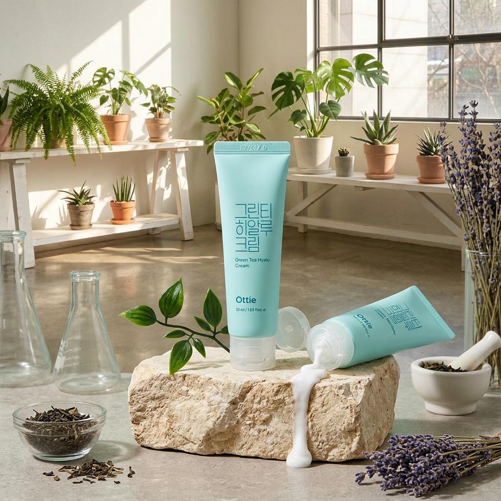 OTTIE - Green Tree Hyalu Cream - Krém s čajovým extraktem a kyselinou hyaluronovou - 50 ml