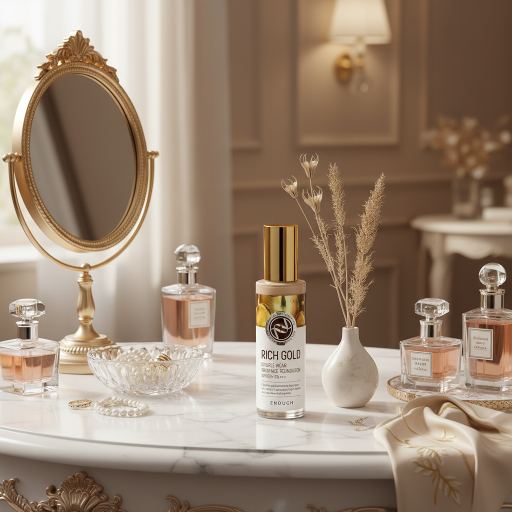 ENOUGH - Rich Gold Double Wear Radiance Foundation SPF 50+ PA+++ #21 - Prémiový, rozjasňující make-up se zlatými částečkami - 100 ml