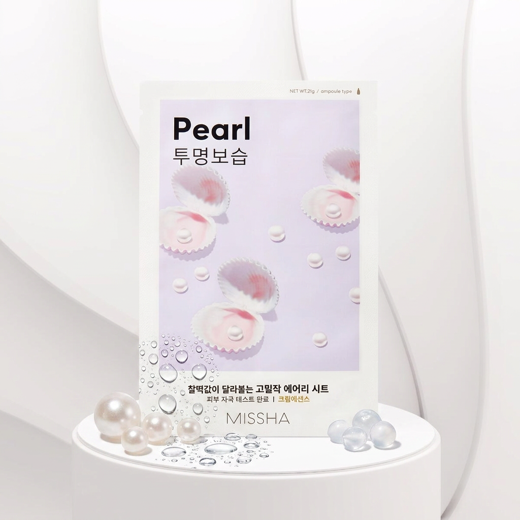 MISSHA - Airy Fit Sheet Mask Pearl - Rozjasňující maska s výtažkem z perel - 19 g