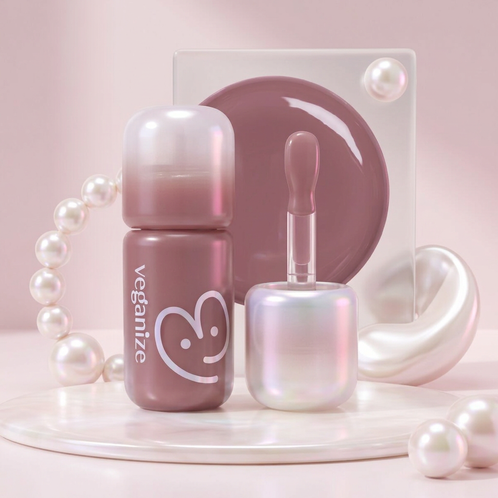 VEGANIZE - 4D Dewyshine Lip Oil Pearl Gloss 02 Berry Veil - Třpytivý olej na rty s perleťovým leskem - 4 g
