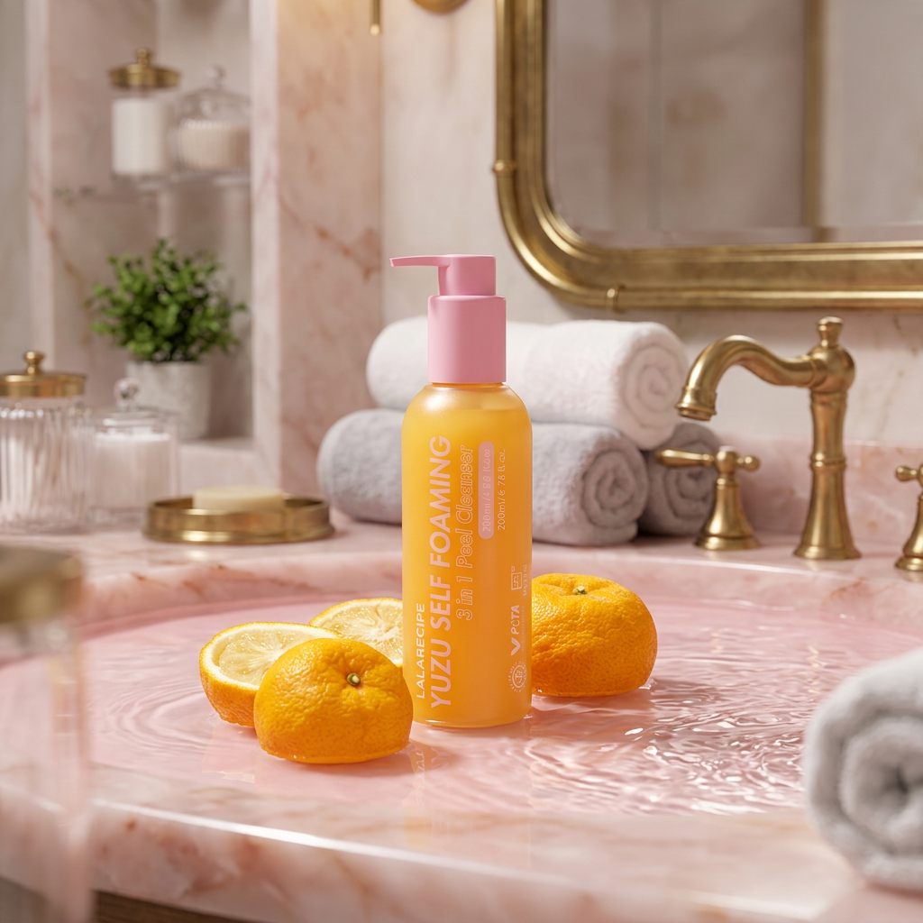 LALARECIPE - Yuzu Self Foaming 3in1 Peel Cleanser - Samo-pěnící exfoliační čisticí gel 3v1 s Yuzu - 200ml