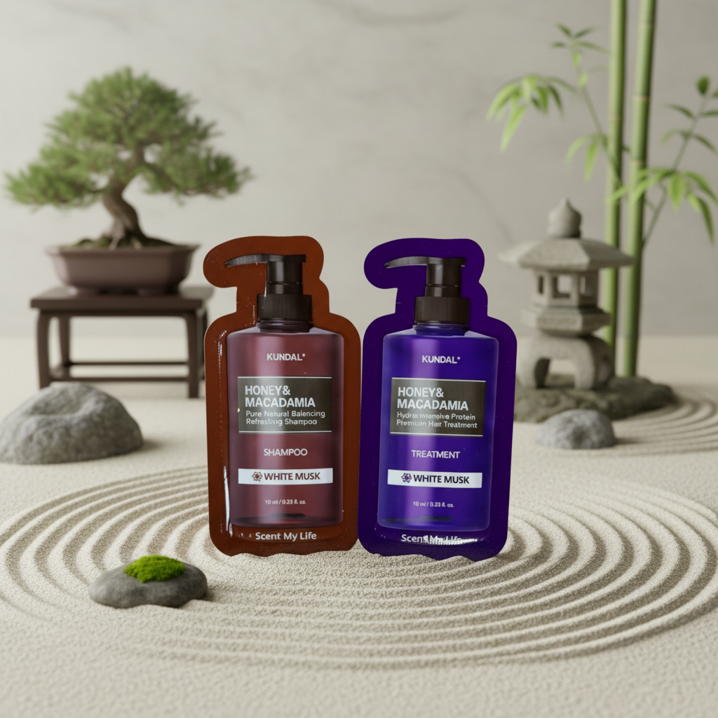 VZOREK - KUNDAL - Hydro-intenzivní proteinová kůra a šampon na suché a poškozené vlasy s vůní WHITE MUSK - 10 ml