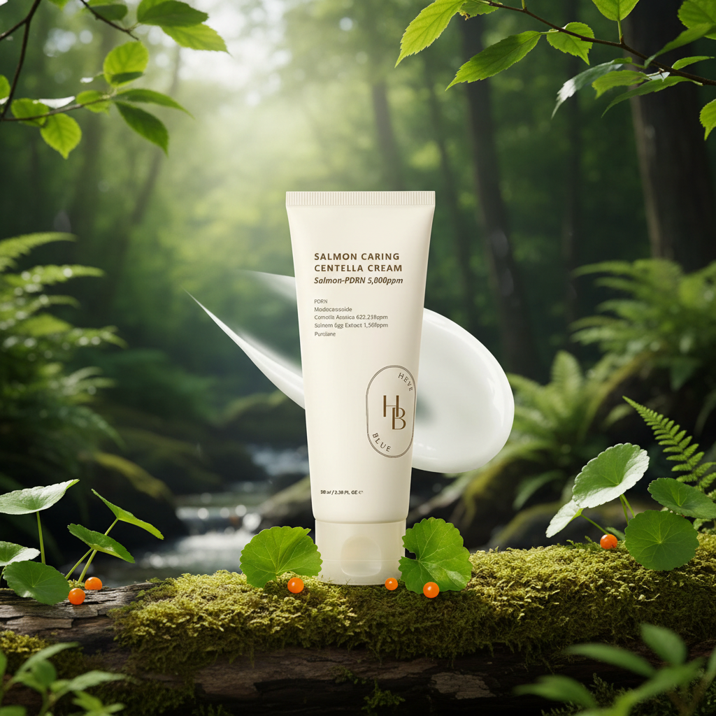 HEVEBLUE - Salmon Caring Centella Cream - Regenerační hydratační krém s PDRN a pupečníkem asijským - 50 ml