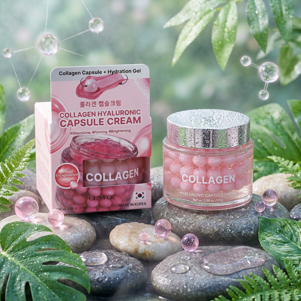 GLAMFOX - Collagen Hyaluronic Capsule Cream - Kolagenový hydratační krém s kapslemi kyseliny hyaluronové - 110 ml