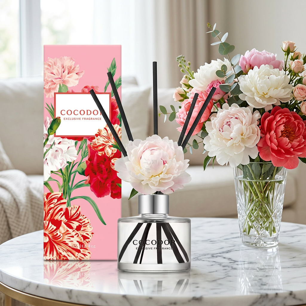COCODOR - Carnation Diffuser Lovely Peony - Difuzér s karafiátem a vůní rozkvetlé pivoňky - 120 ml
