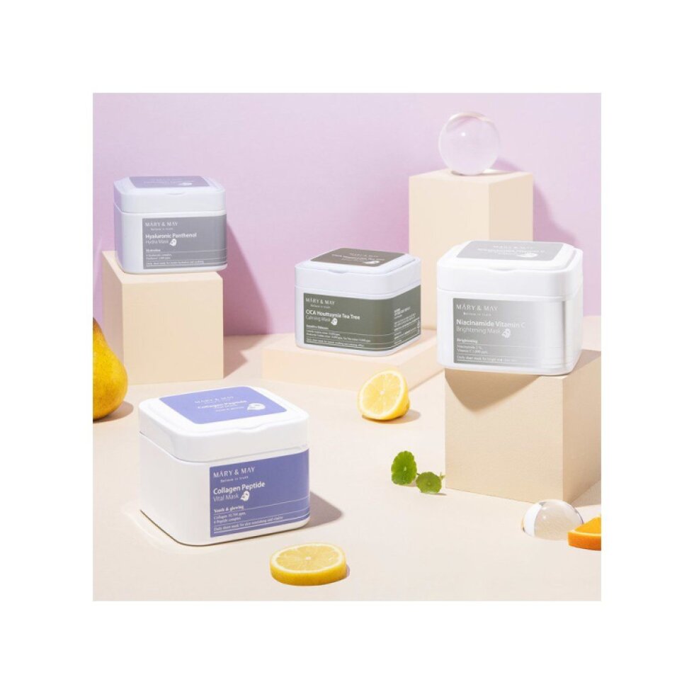 Mary & May - Collagen Peptide Vital Mask - Plátýnková maska s kolagenem a peptidy - 30ks