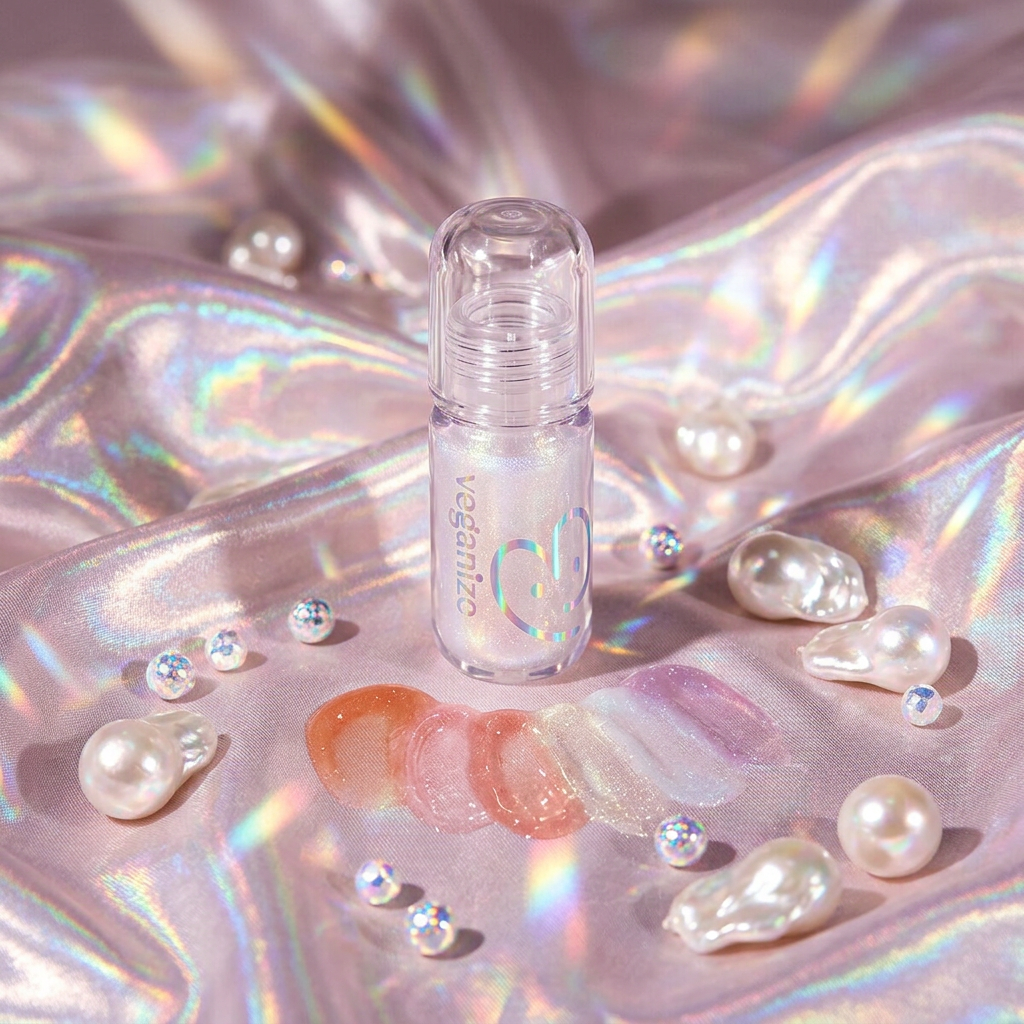 VEGANIZE - 4D Jewelshine Lip Oil Pearl Gloss 04 Crystal Bloom - Třpytivý olej na rty s perleťovým leskem - 4 g