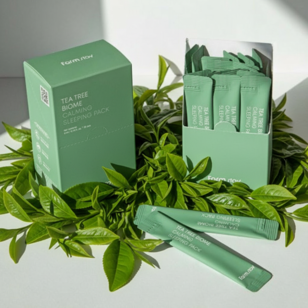 Farm Stay - Tea Tree Biome Calming Sleeping Pack - Zklidňující noční maska s centellou a tea tree - 20 ks x 4 ml
