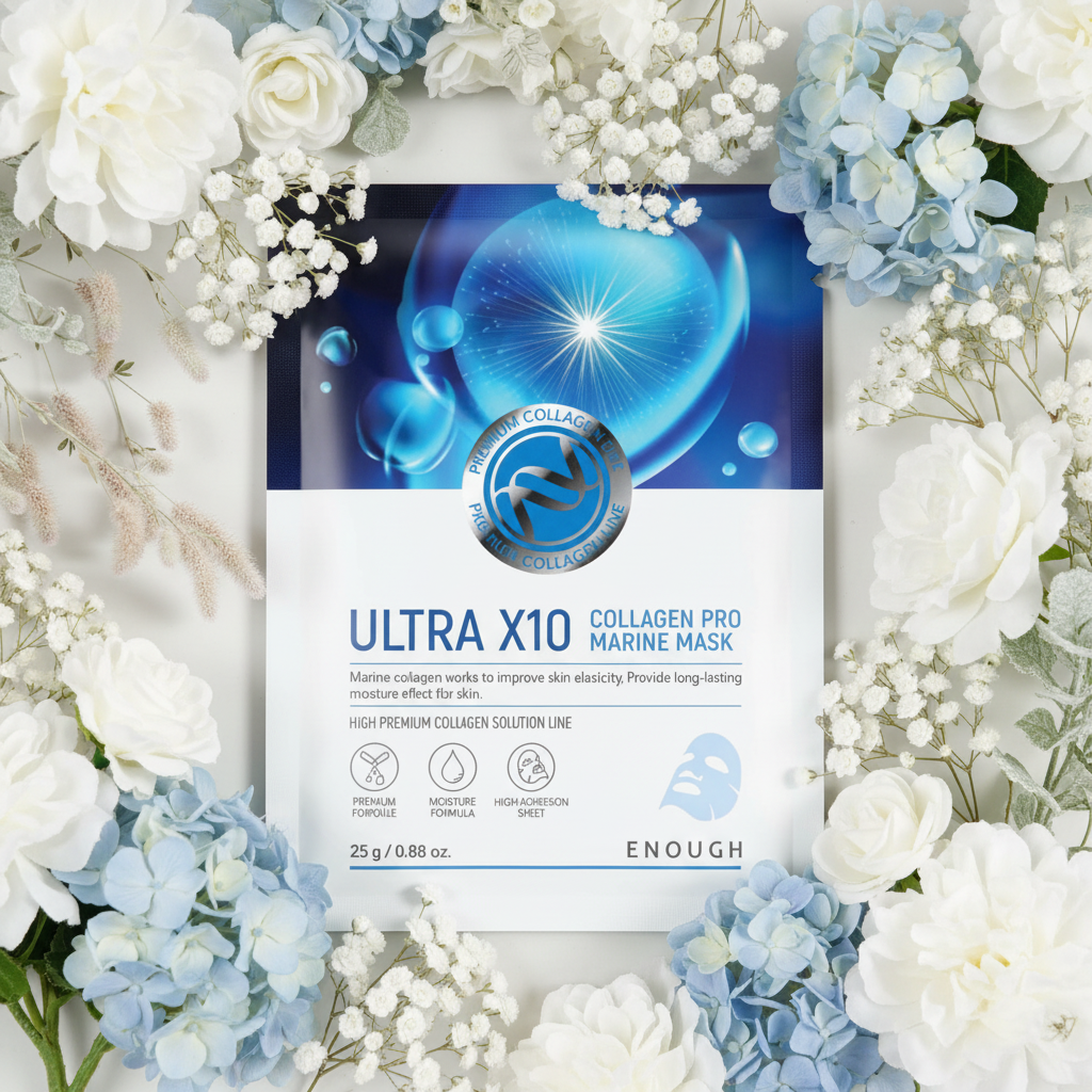 ENOUGH - Premium Ultra X10 Collagen Pro Marine Mask - Prémiová, kolagenová, plátýnková maska - 25 g