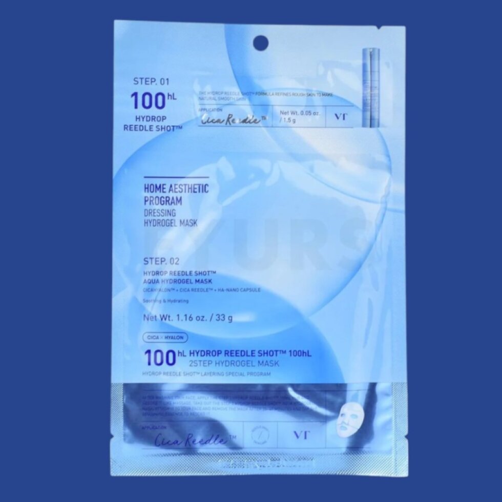 VT - Hydrop Reedle SHOT® 100hL 2Step Hydrogel Mask - Dvoufázová, hydratační maska s mikrojehličkami - 1.5 g + 33 g