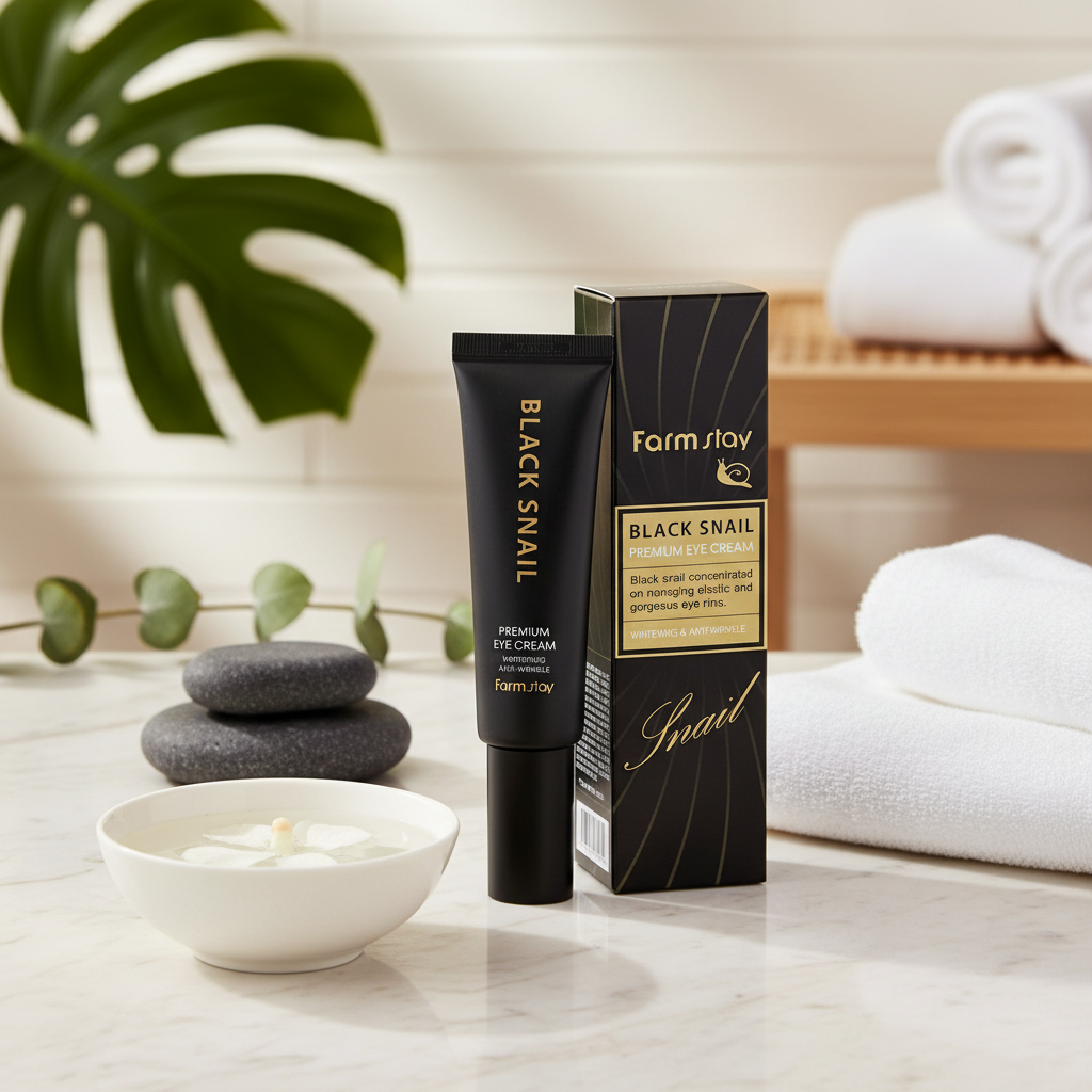 FARM STAY - Black Snail Premium Eye Cream - Vyživující oční krém s mucinem - 50 ml